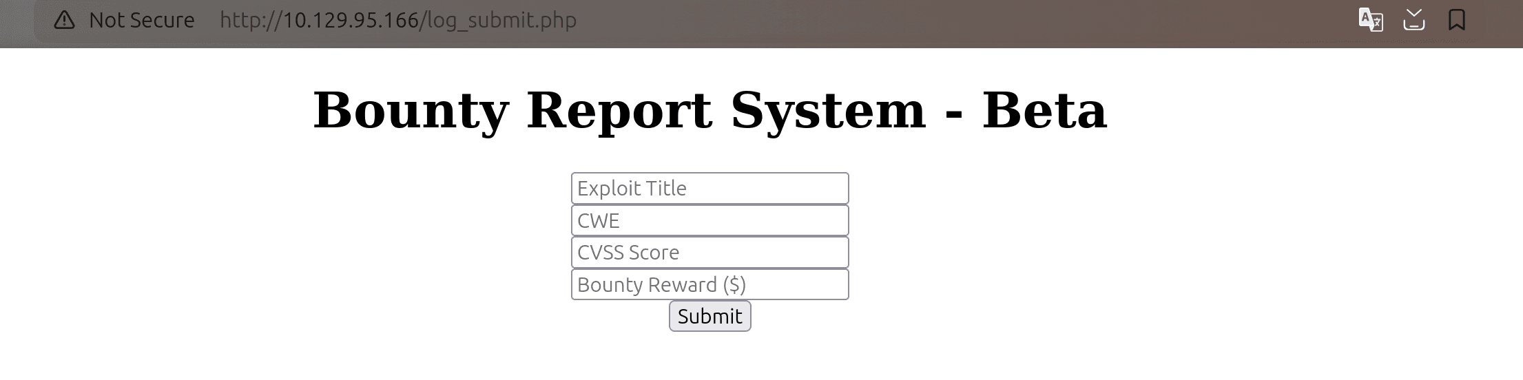 Log submit page