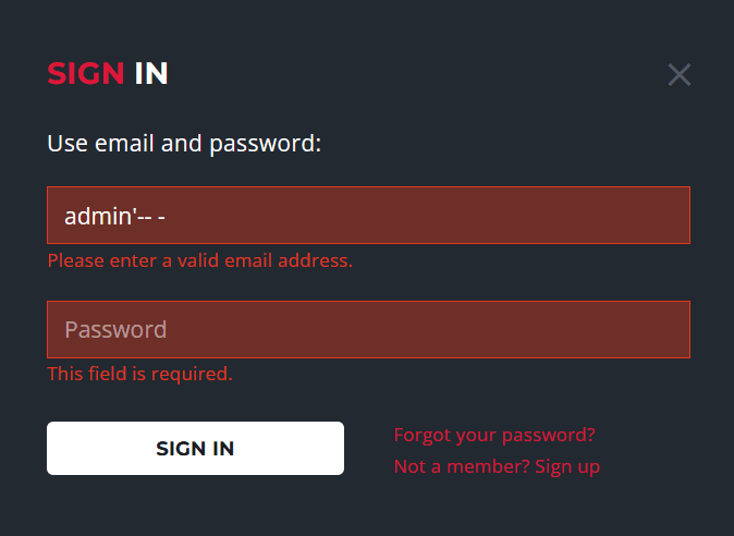 SQL injection attempt