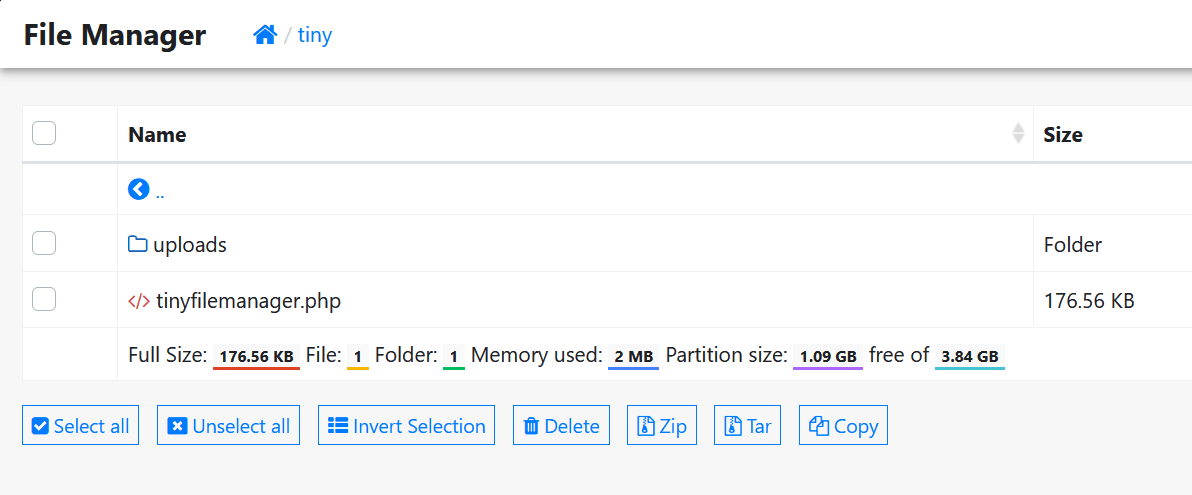Tiny directory contents