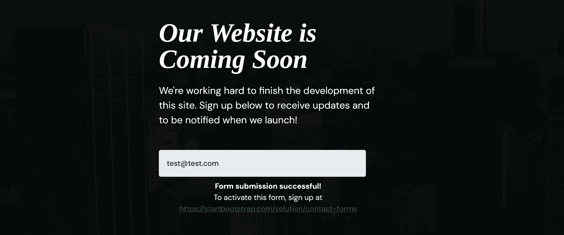 Email submission message