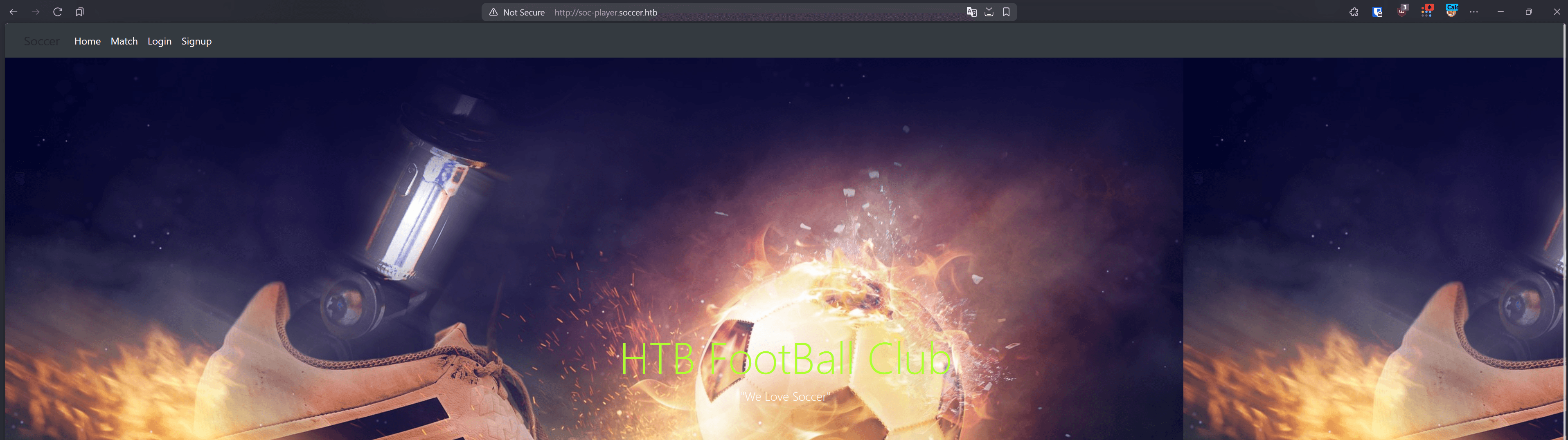 Soccer player homepage